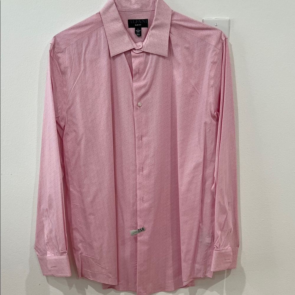 Alfani Men's Light Pink Long Sleeve Dress Shirt